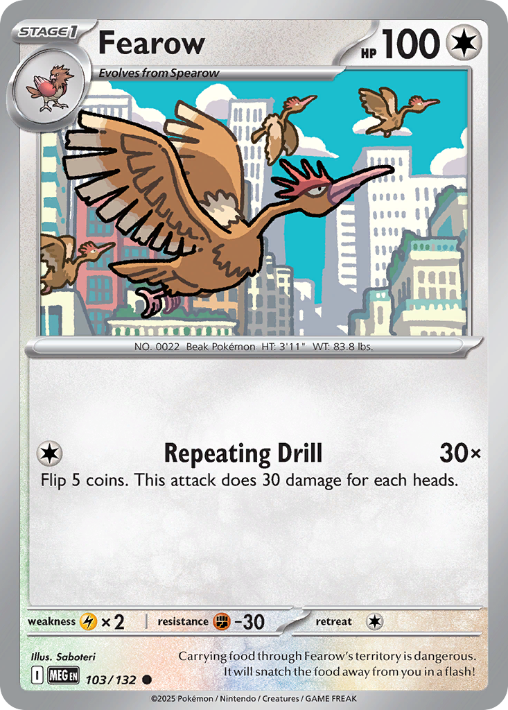 Fearow (Stage 1 Pokémon) (MEG-103/132) (Common)