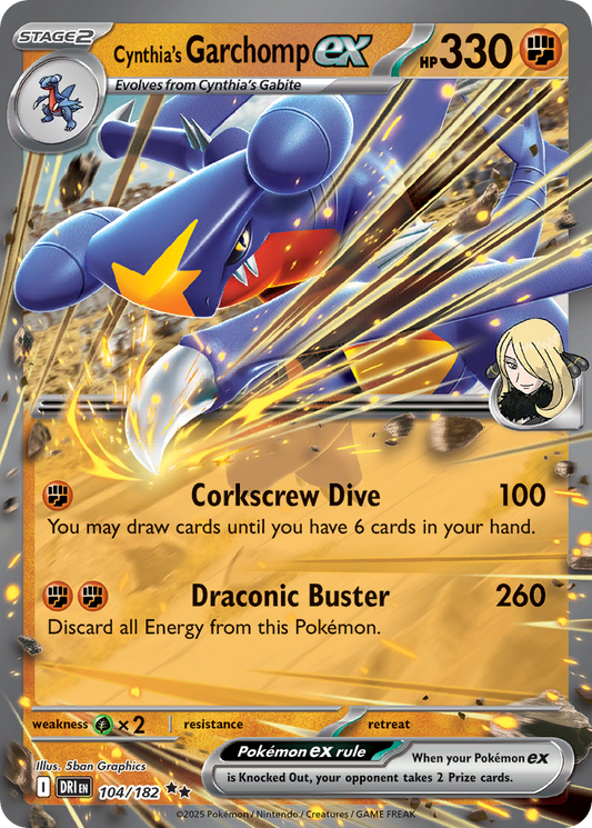 Cynthia's Garchomp ex (Stage 2 Pokémon ex) (DRI-104/182) (Double Rare)