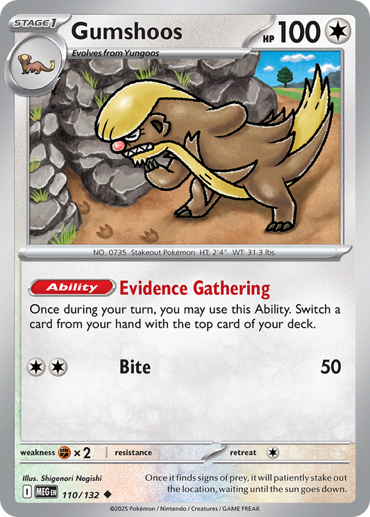 Gumshoos (Stage 1 Pokémon) (MEG-110/132) (Uncommon)