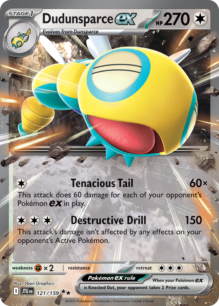 Dudunsparce ex (Stage 1 Pokémon ex) (JTG-121/159) (Double Rare)