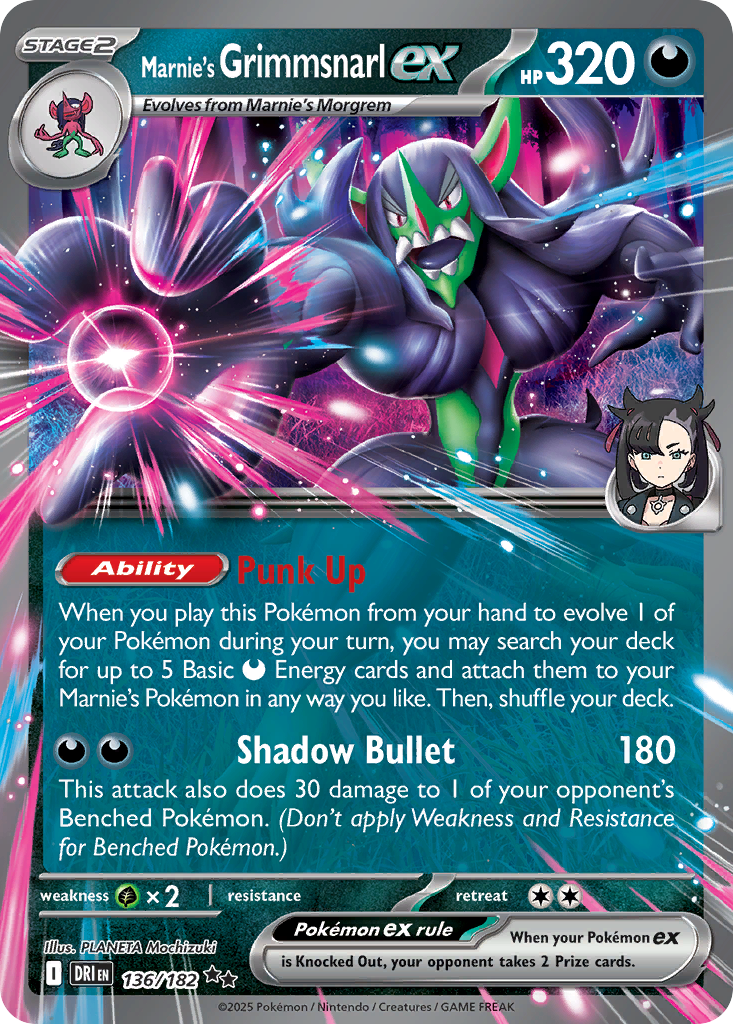 Marnie's Grimmsnarl ex (Stage 2 Pokémon ex) (DRI-136/182) (Double Rare)