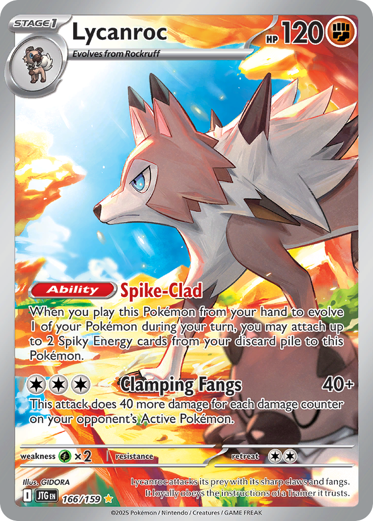Lycanroc (Stage 1 Pokémon) (JTG-166/159) (Illustration Rare)