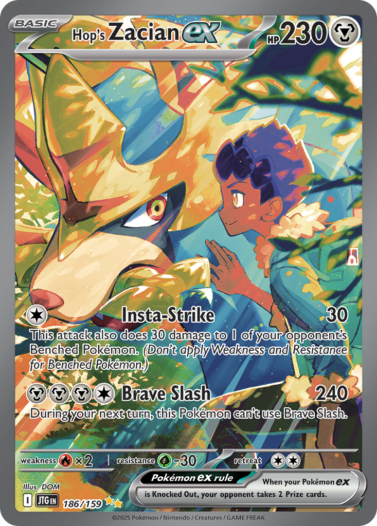 Hop's Zacian ex (Basic Pokémon ex) (JTG-186/159) (Special Illustration Rare)