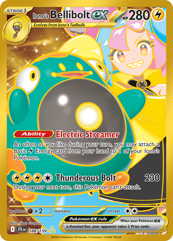 Iono's Bellibolt ex (Stage 1 Pokémon ex) (JTG-188/159) (Hyper Rare)