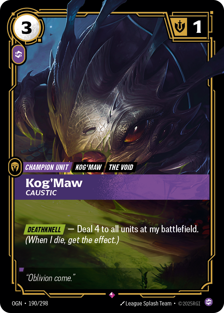 Kog'Maw, Caustic (Champion Unit) (OGN-190/298) (Rare)