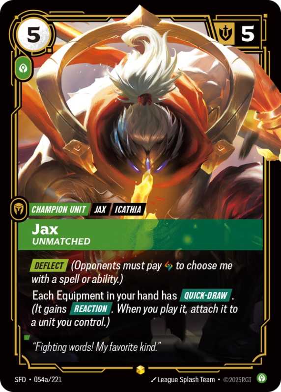 Jax, Unmatched (Champion Unit) (SFD-054a/221) (Showcase)