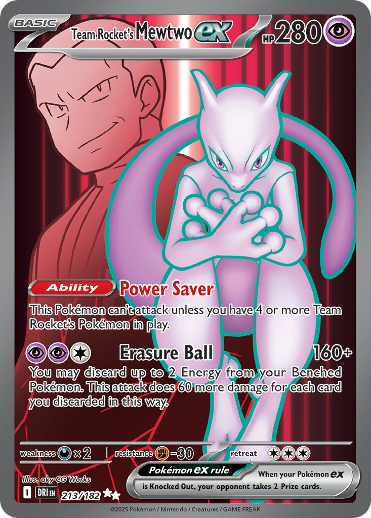 Team Rocket's Mewtwo ex (Basic Pokémon ex) (DRI-213/182) (Ultra Rare)