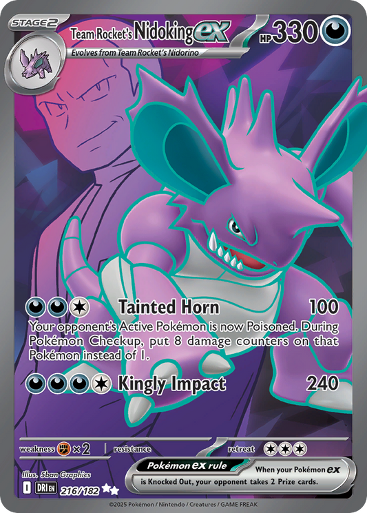 Team Rocket's Nidoking ex (Stage 2 Pokémon ex) (DRI-216/182) (Ultra Rare)