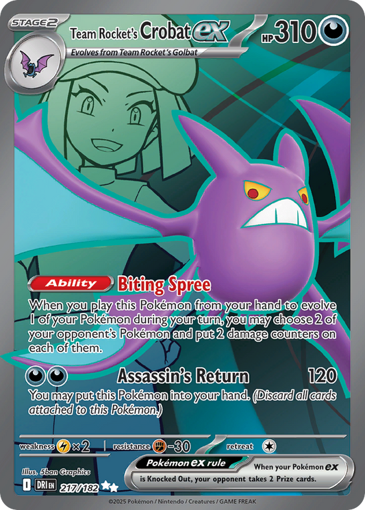 Team Rocket's Crobat ex (Stage 2 Pokémon ex) (DRI-217/182) (Ultra Rare)