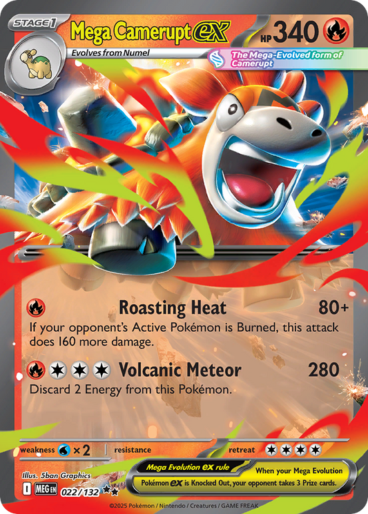 Mega Camerupt ex (Mega Evolution Pokémon ex) (MEG-022/132) (Double Rare)