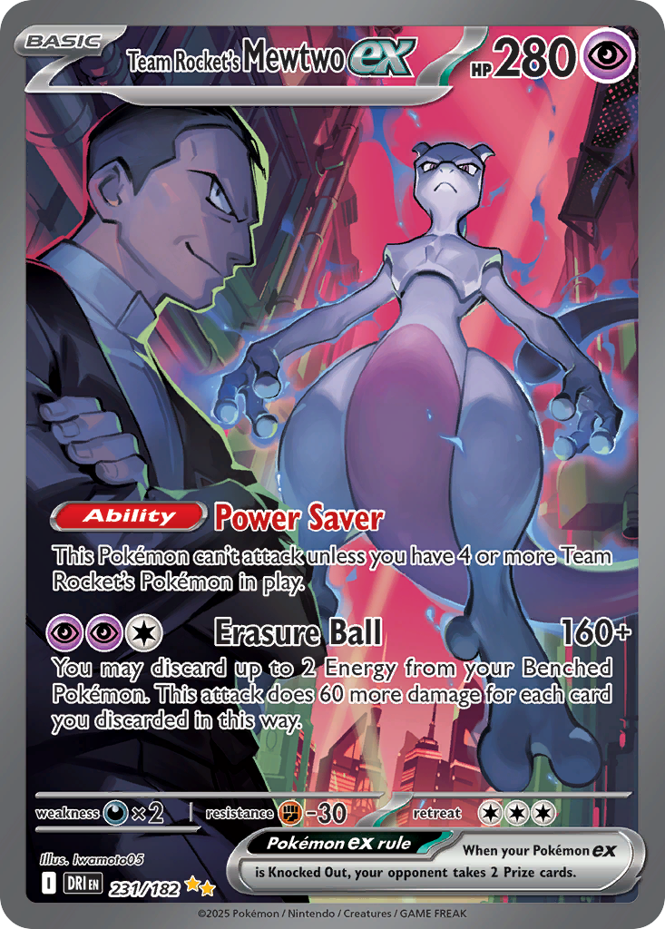 Team Rocket's Mewtwo ex (Basic Pokémon ex) (DRI-231/182) (Special Illustration Rare)