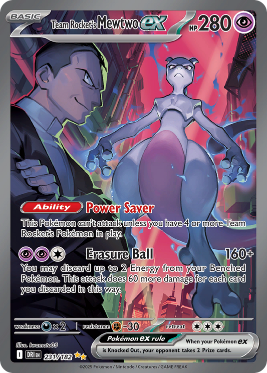 Team Rocket's Mewtwo ex (Basic Pokémon ex) (DRI-231/182) (Special Illustration Rare)