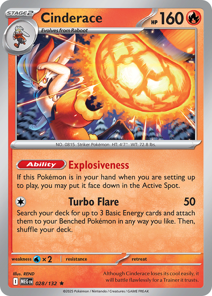 Cinderace (Stage 2 Pokémon) (MEG-028/132) (Rare)