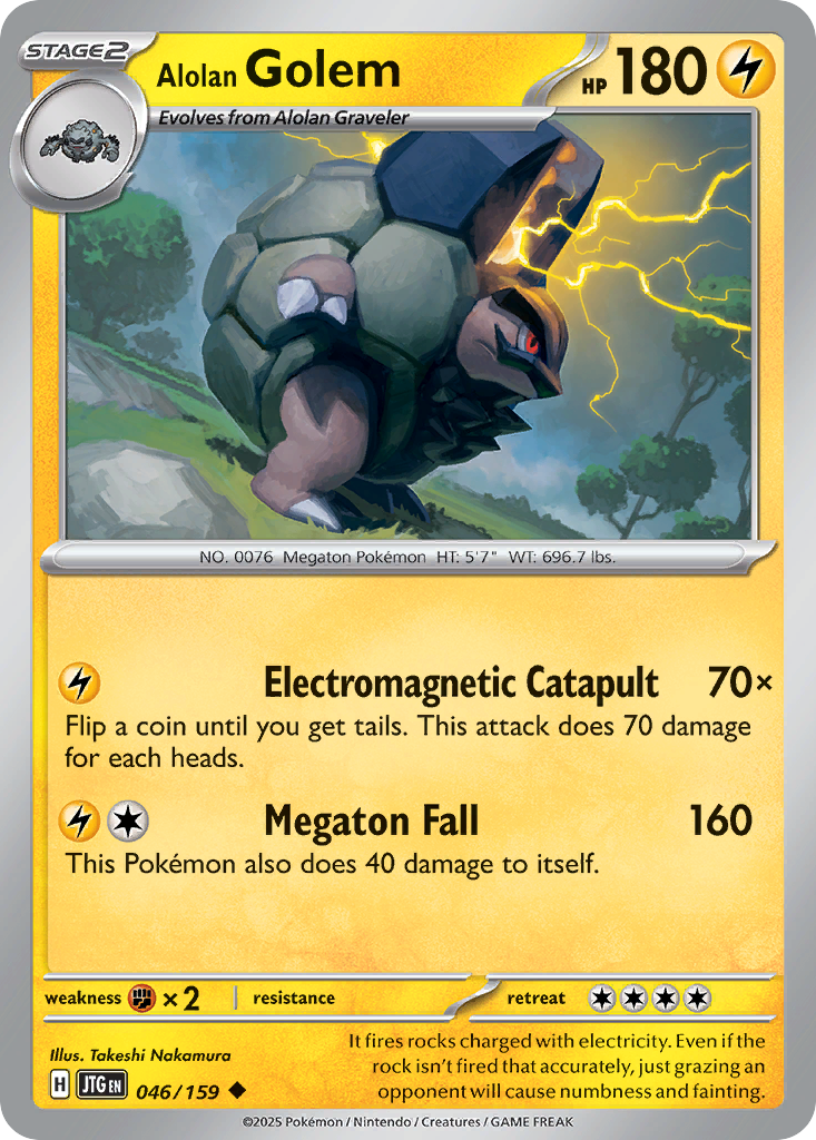 Alolan Golem (Stage 2 Pokémon) (JTG-046/159) (Uncommon)