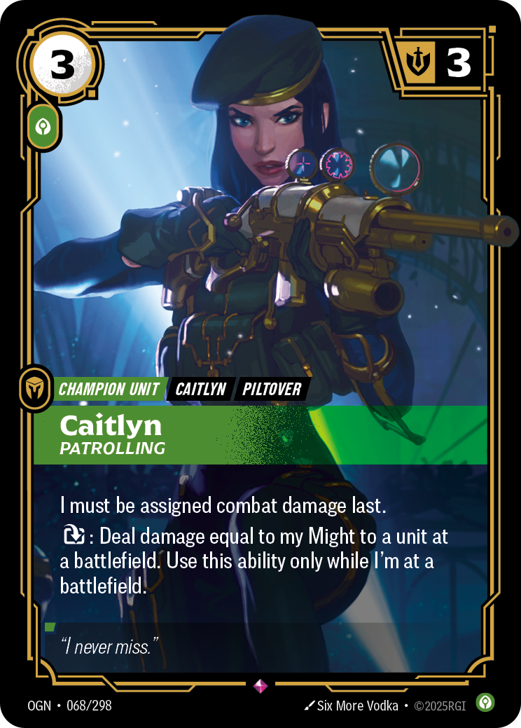 Caitlyn, Patrolling (Champion Unit) (OGN-068/298) (Rare)