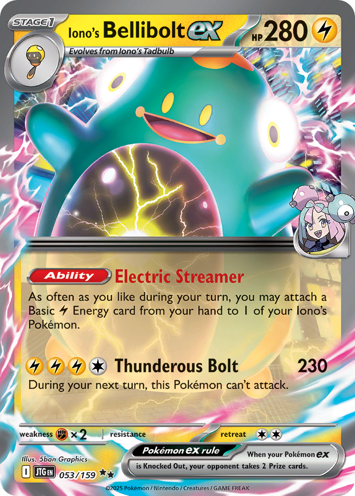 Iono's Bellibolt ex (Stage 1 Pokémon ex) (JTG-053/159) (Double Rare)