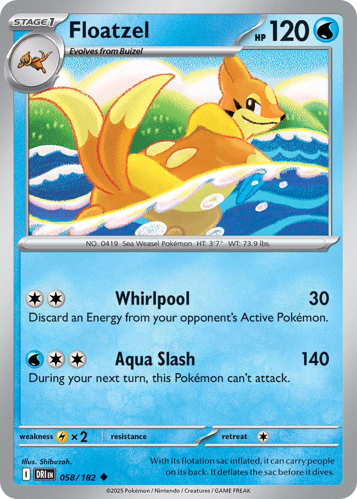 Floatzel (Stage 1 Pokémon) (DRI-058/182) (Uncommon)
