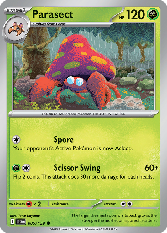 Parasect (Stage 1 Pokémon) (JTG-005/159) (Common)