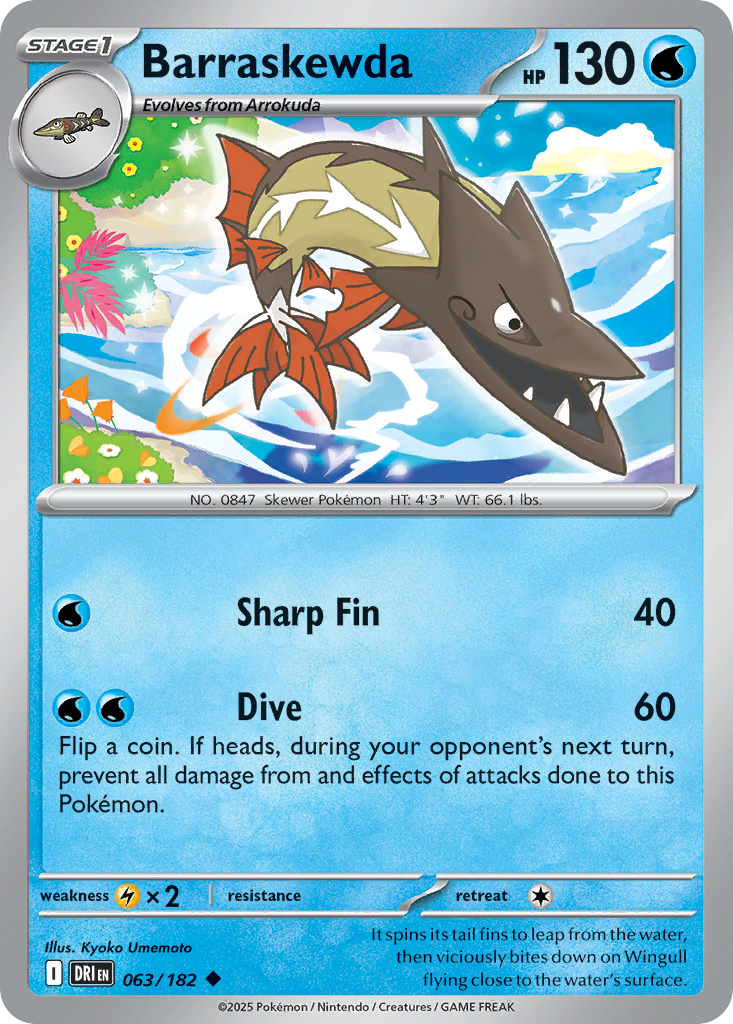 Barraskewda (Stage 1 Pokémon) (DRI-063/182) (Uncommon)