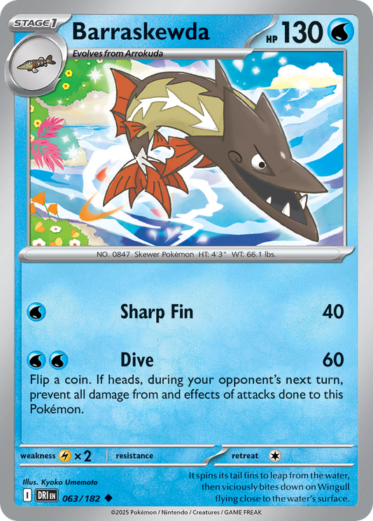 Barraskewda (Stage 1 Pokémon) (DRI-063/182) (Uncommon)