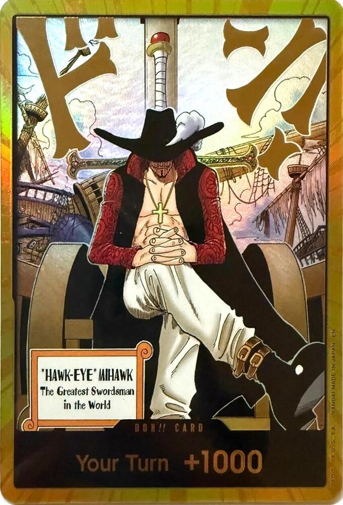 Don!! Card (Dracule Mihawk) (OP14) (Gold) (Alternate Art)