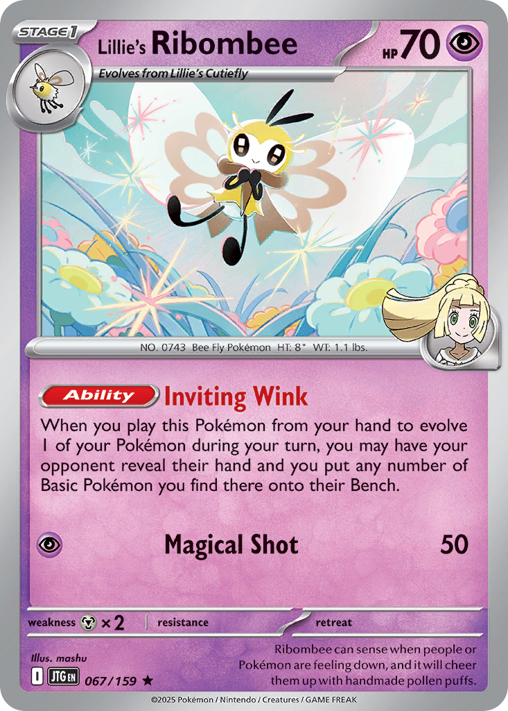 Lillie's Ribombee (Stage 1 Pokémon) (JTG-067/159) (Rare)
