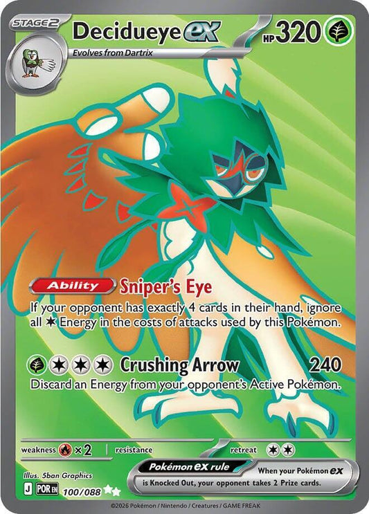 Decidueye ex (Stage 2 Pokémon ex) (POR-100/088) (Ultra Rare)