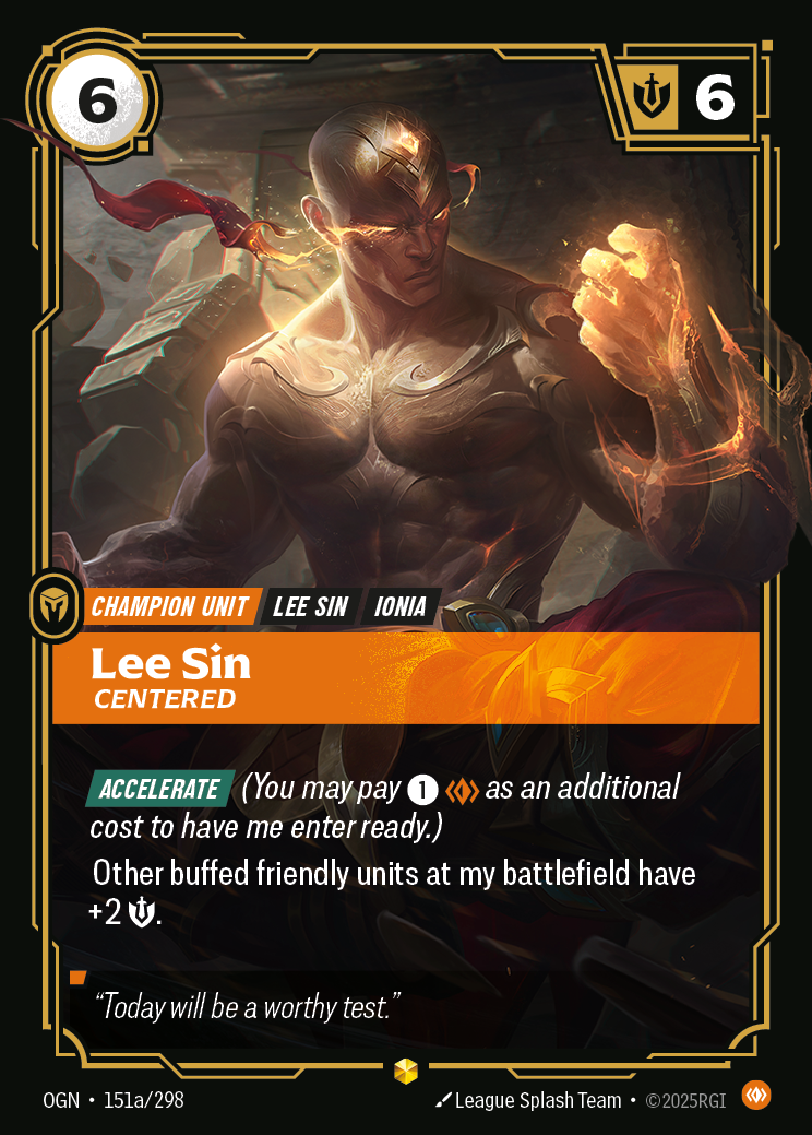 Lee Sin, Centered (Champion Unit) (OGN-151a/298) (Showcase)