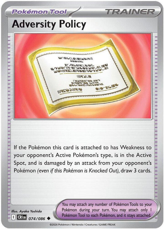 Adversity Policy (Pokémon Tool) (CRI-074/086) (Uncommon)