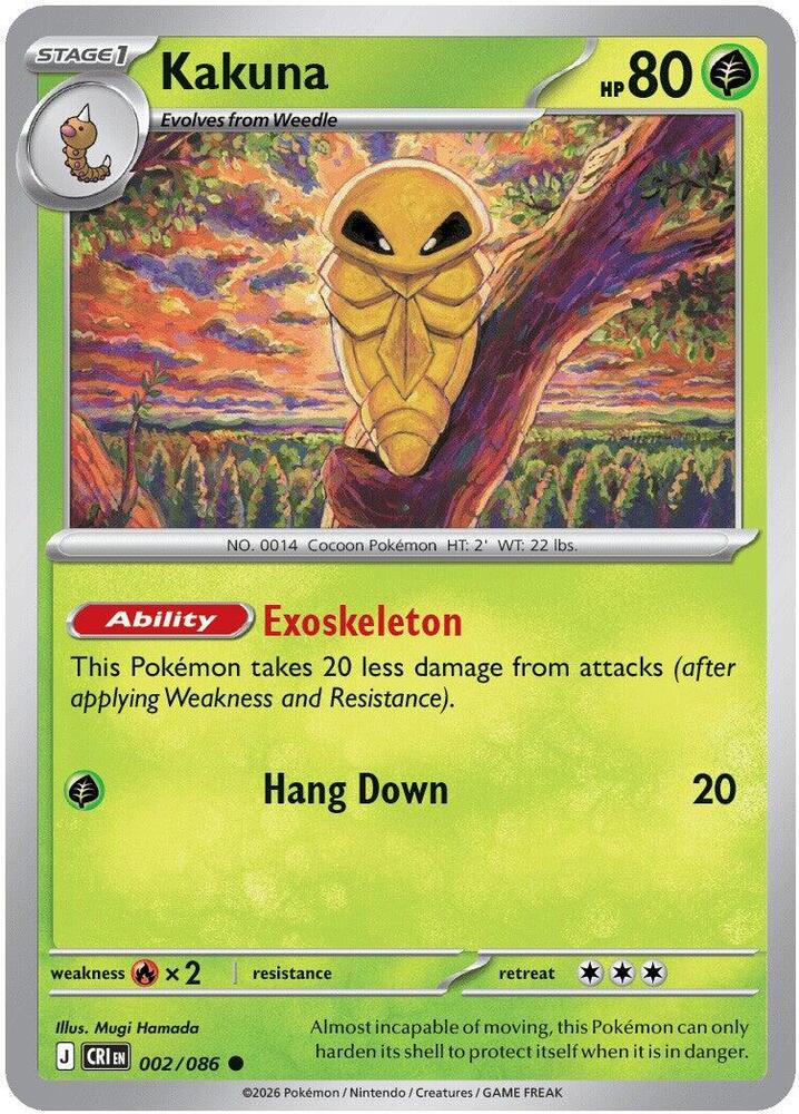Kakuna (Stage 1 Pokémon) (CRI-002/086) (Common)