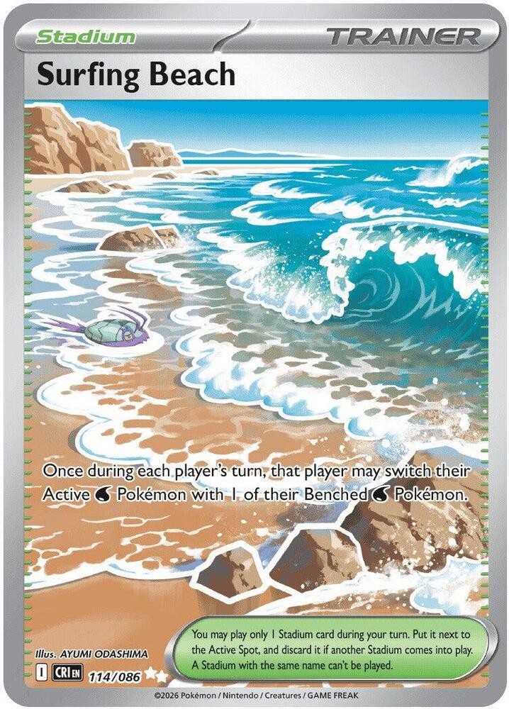 Surfing Beach (Stadium) (CRI-114/086) (Ultra Rare)