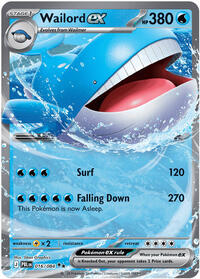 Wailord ex (Stage 1 Pokémon) (PBL-016/084) (Double Rare)