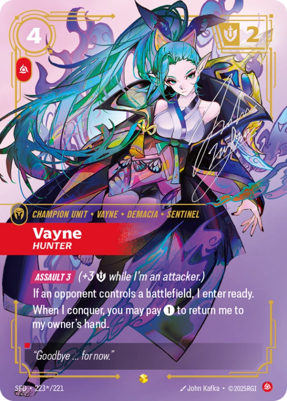 Vayne Hunter (Champion Unit) (SFD-223*/221) (Showcase Signature)