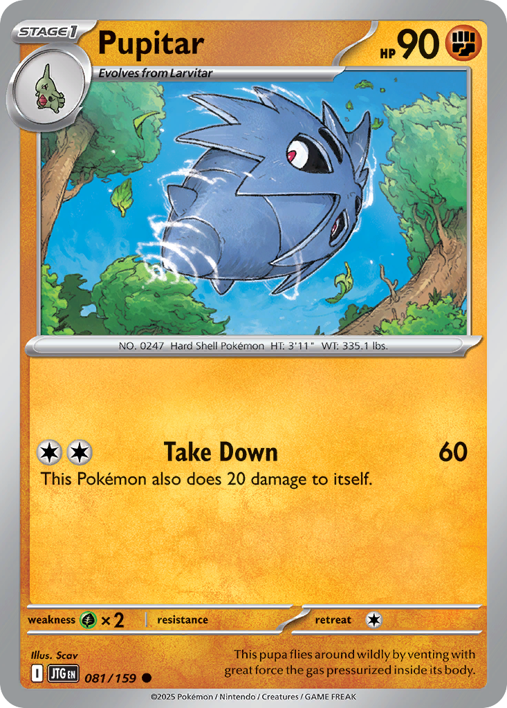 Pupitar (Stage 1 Pokémon) (JTG-081/159) (Common)