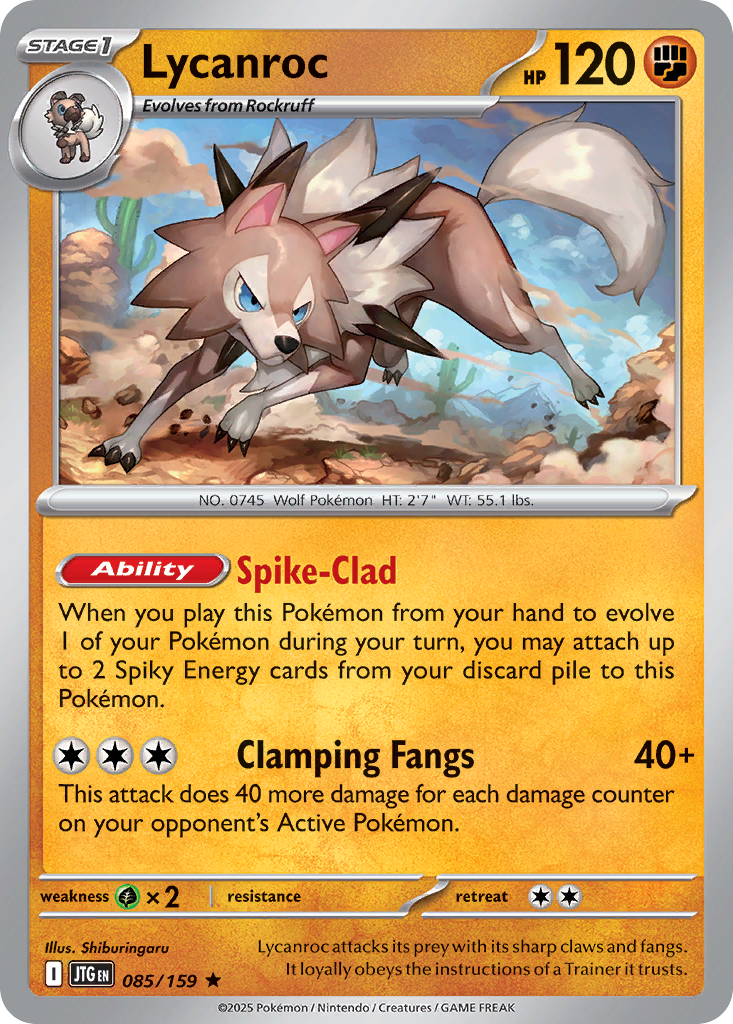 Lycanroc (Stage 1 Pokémon) (JTG-085/159) (Rare)
