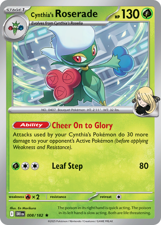 Cynthia's Roserade (Stage 1 Pokémon) (DRI-008/182) (Rare)