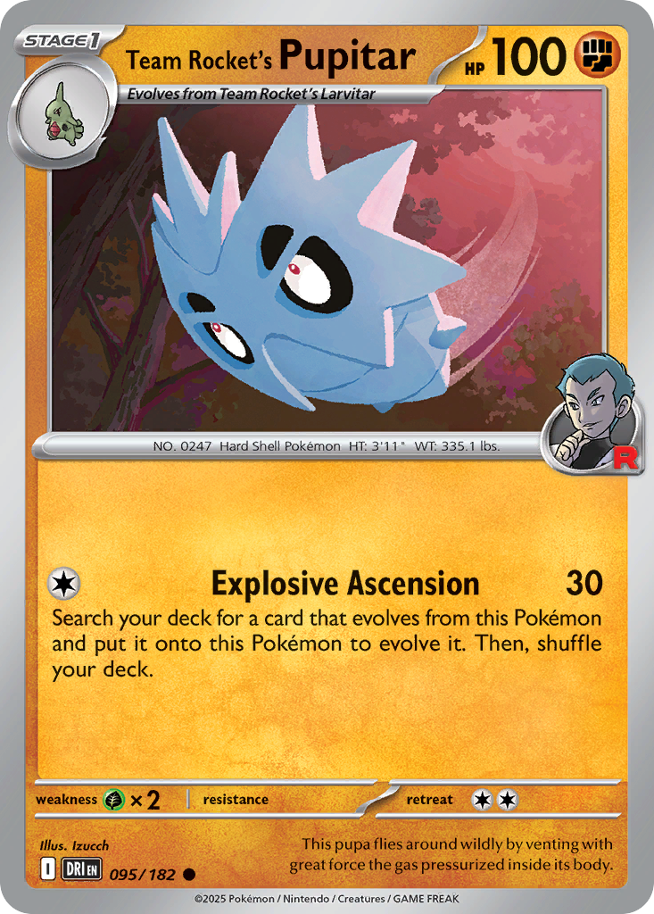 Team Rocket's Pupitar (Stage 1 Pokémon) (DRI-095/182) (Common)