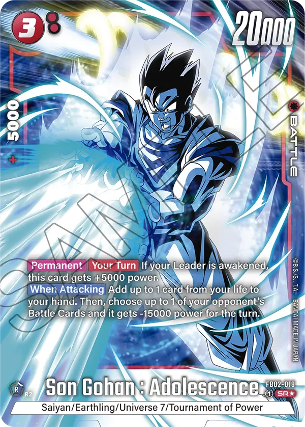 Son Gohan : Adolescence (Character) (FB02-018) (SR) (Alternate Art)