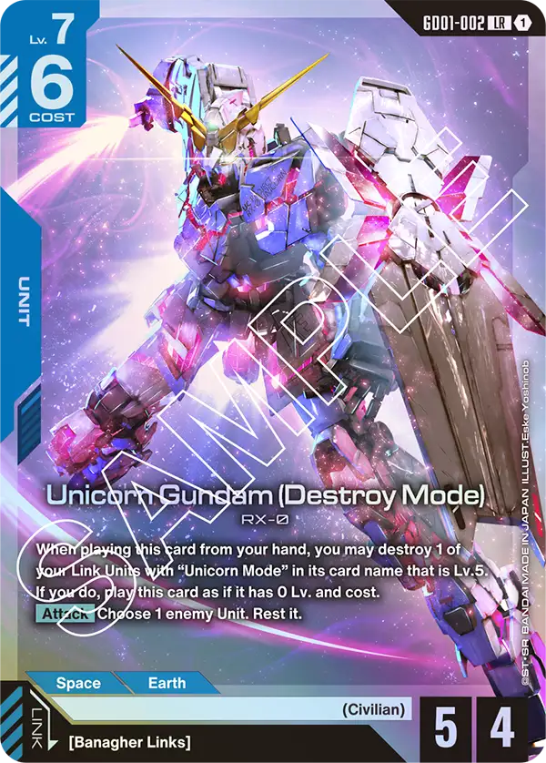 Unicorn Gundam (Destroy Mode) (GD01-002) (LR)