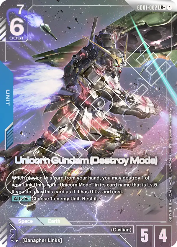 Unicorn Gundam (Destroy Mode) (GD01-002) (LR+)