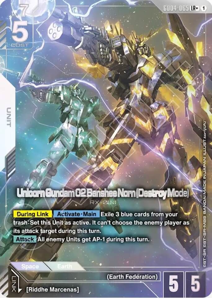 Unicorn Gundam 02 Banshee Norn (Destroy Mode) (Unit) (GD04-065) (LR+) (Alternate Art)
