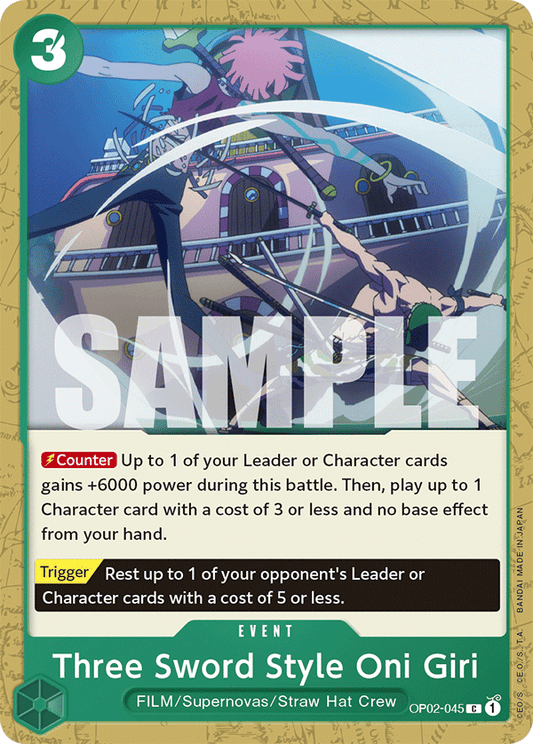 Three Sword Style Oni Giri (Character) (OP02-045) (ST11 Reprint) (C)