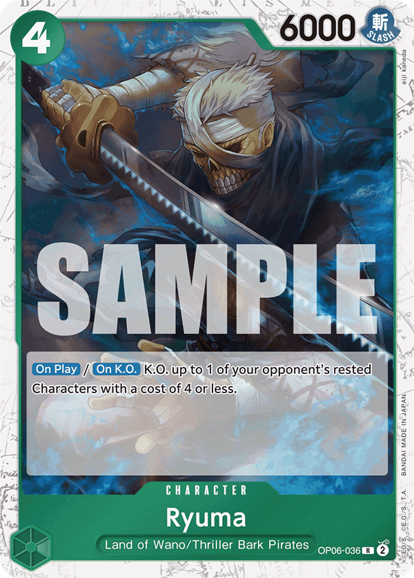 Ryuma (Character) (OP06-036) (PRB01 Reprint) (R) (Jolly Roger Stamp)