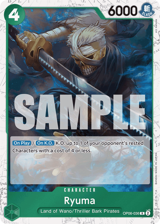 Ryuma (Character) (OP06-036) (PRB01 Reprint) (R) (Jolly Roger Stamp)