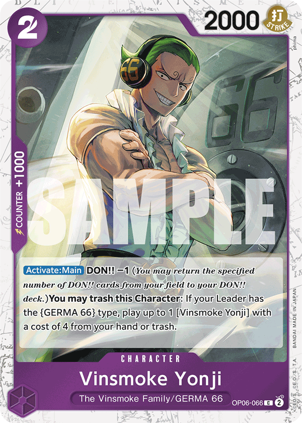 Vinsmoke Yonji (Character) (OP06-066) (PRB01 Reprint) (C) (Jolly Roger Stamp)