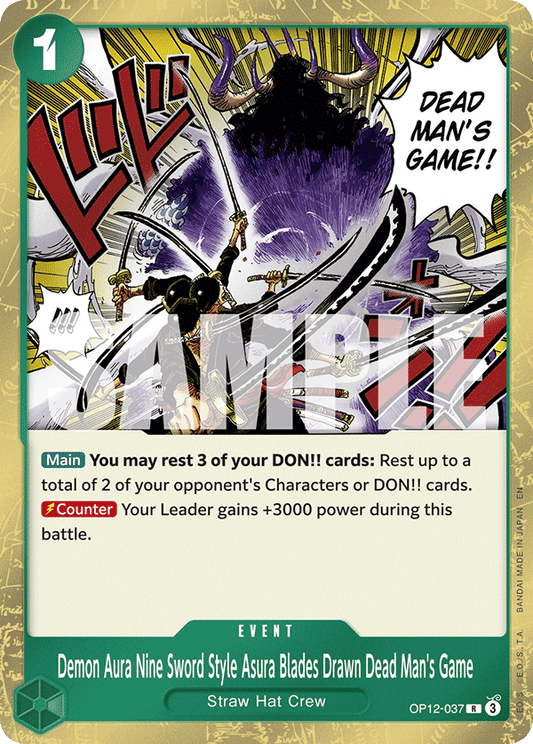 Demon Aura Nine Sword Style Asura Blades Drawn Dead Man’s Game (Event) (OP12-037) (R)