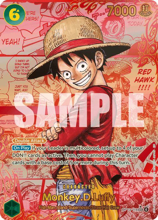 Monkey D Luffy (Character) (OP13-118) (SEC) (Alternate Art) (Red Manga Rare)