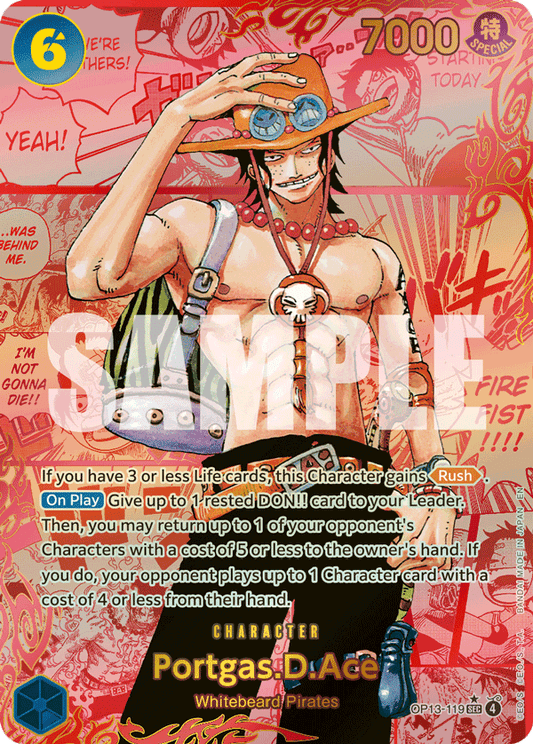 Portgas D Ace (Character) (OP13-119) (SEC) (Alternate Art) (Red Manga Rare)