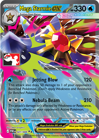 Mega Starmie ex (Mega Evolution Pokémon ex) (PPS9-POR-021/088) (Double Rare) (Play! Pokémon Stamp)