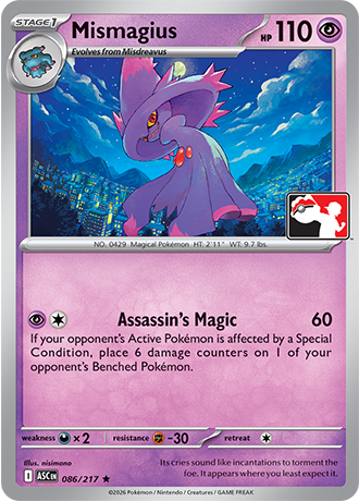 Mismagius (Stage 1 Pokémon) (PPS9-ASC-086/217) (Rare) (Play! Pokémon Stamp)
